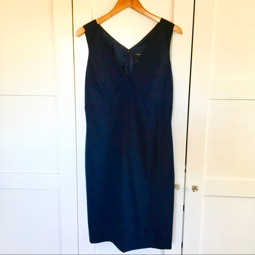 Ann Taylor Rich Navy Blue Sheath Dress NWOT SZ 10